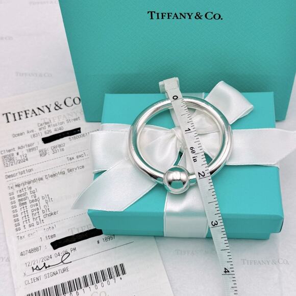 Tiffany & Co. Baby Rattle Sterling Silver 925 W/Tiffany Gift Pouch, Bag & Box - Picture 3 of 11